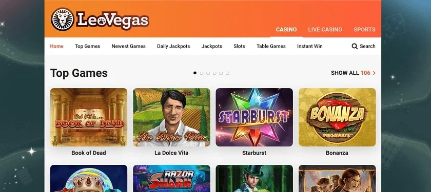 LeoVegas screenshot