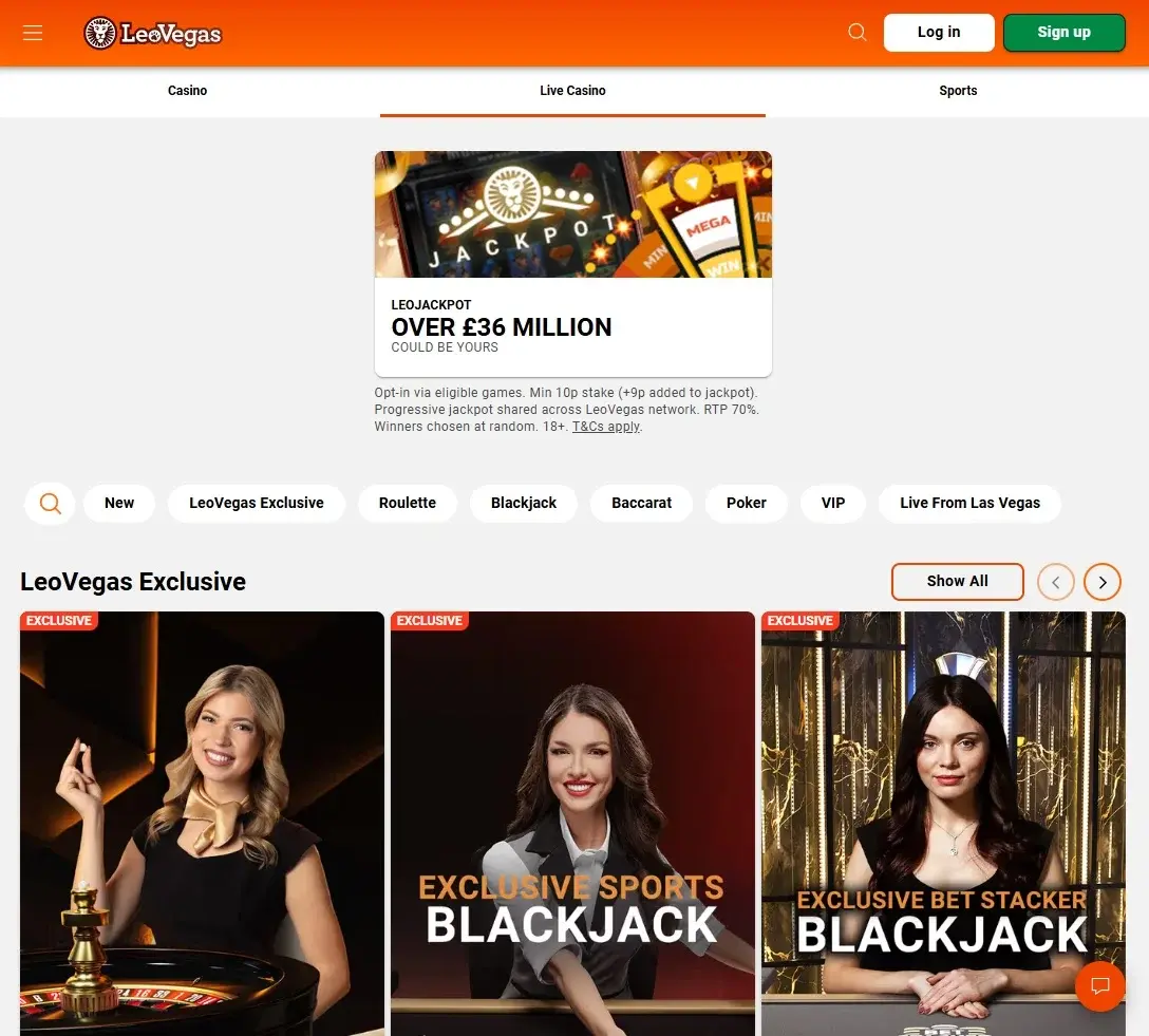 LeoVegas screenshot